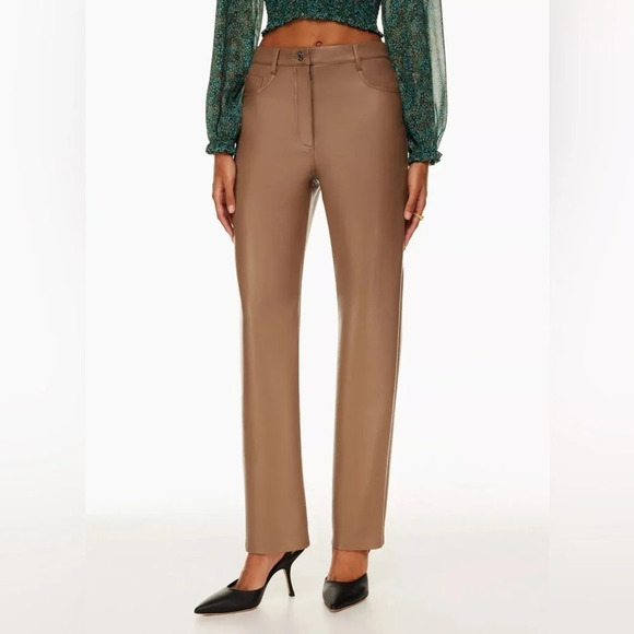 Aritzia Wilfred The Melina Pant Vegan Leather Brown Size 6 - Picture 1 of 11